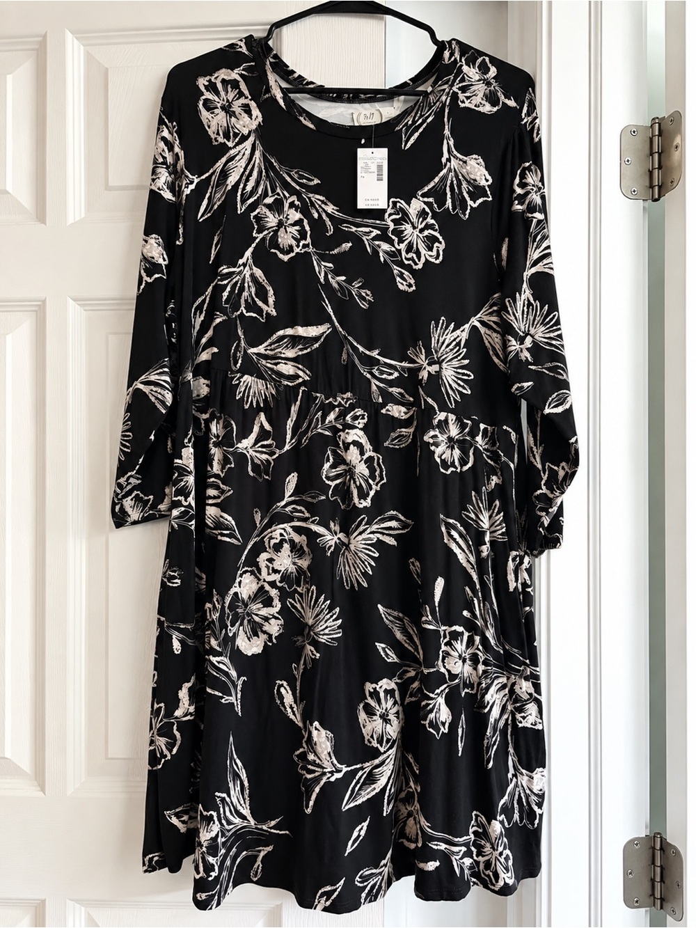 Maurices Black Dress with White Floral Print